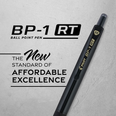 Pilot BP1-RT Retractable Ballpoint Pens, Medium Point, 1.0mm, Black Ink, Dozen (BPR--BLKM)