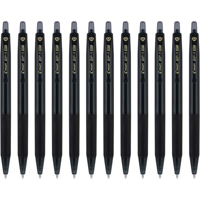 Pilot BP1-RT Retractable Ballpoint Pens, Medium Point, 1.0mm, Black Ink, Dozen (BPR--BLKM)