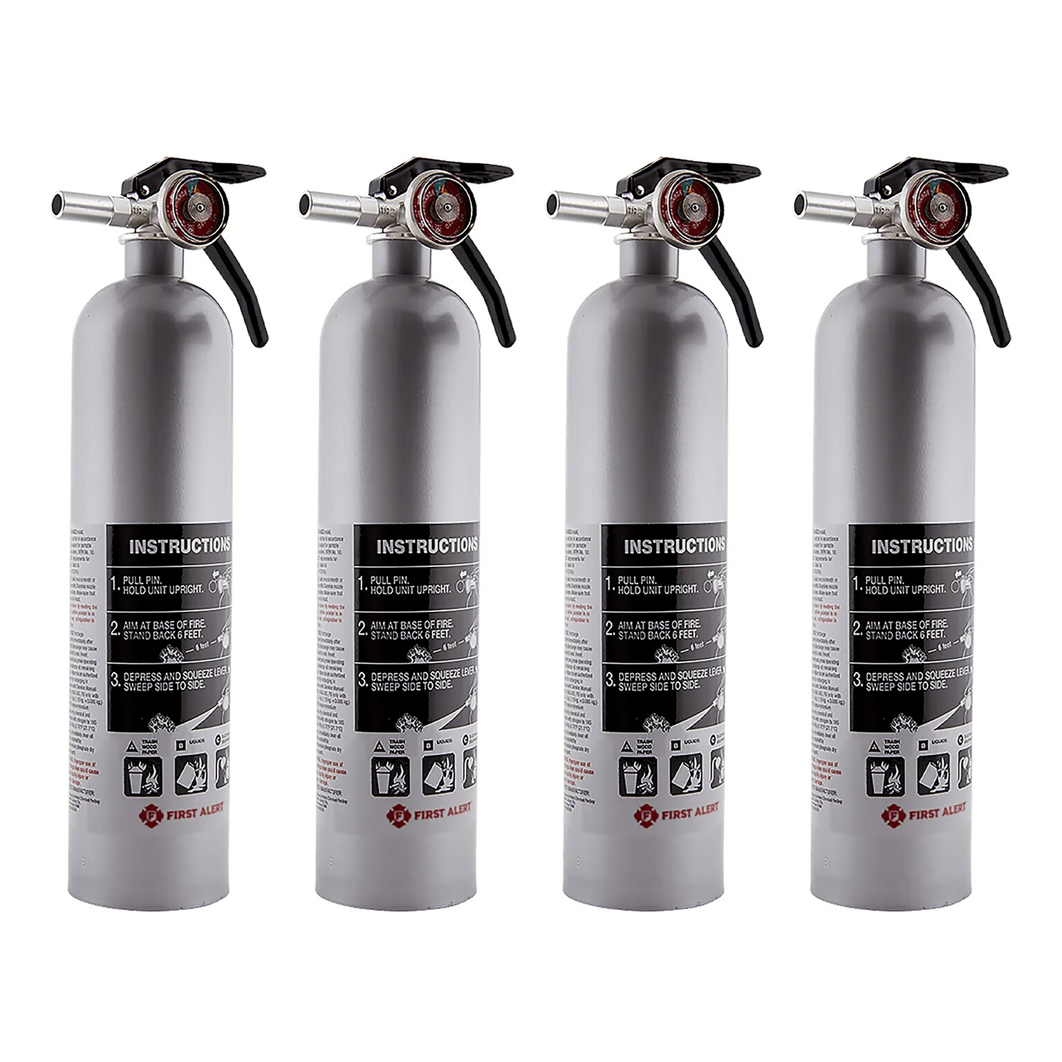 First Alert Rechargeable UL Rated Home Dry Chemical Fire Extinguisher, Class 1-A:10-B:C, 2.4 lb., 4/Pack (KITFATDHOME1)