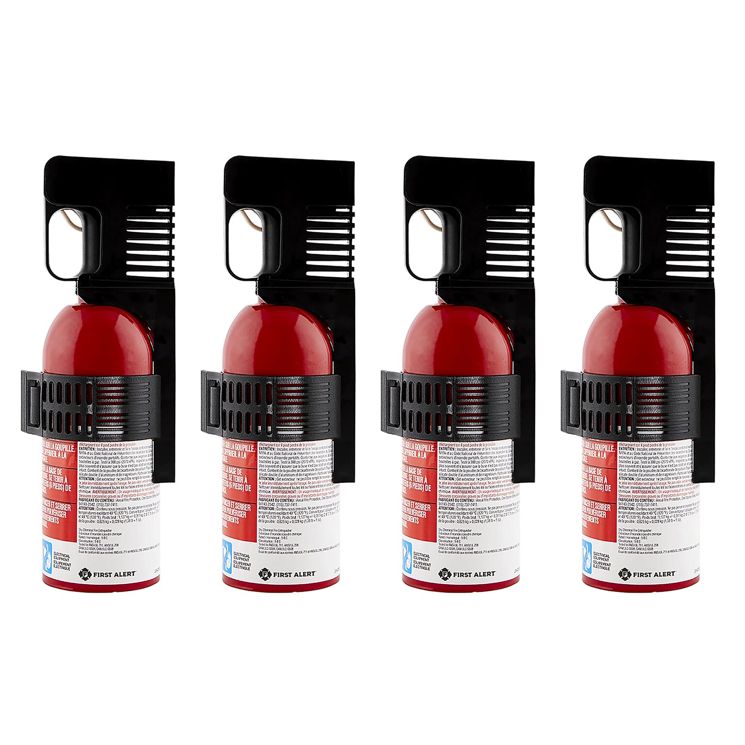First Alert Rechargeable UL Rated Auto Dry Chemical Fire Extinguisher w/Bracket, Class R-B:C, 1.4 lb., 4/Pack (KITFATAUTO5)