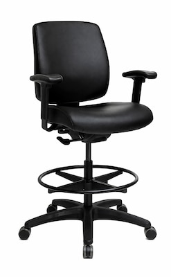 Tempur-Pedic Healthcare Vinyl Drafting Stool with Footrest and Lumbar Support, Black (TP-HCSTLDLBLK)