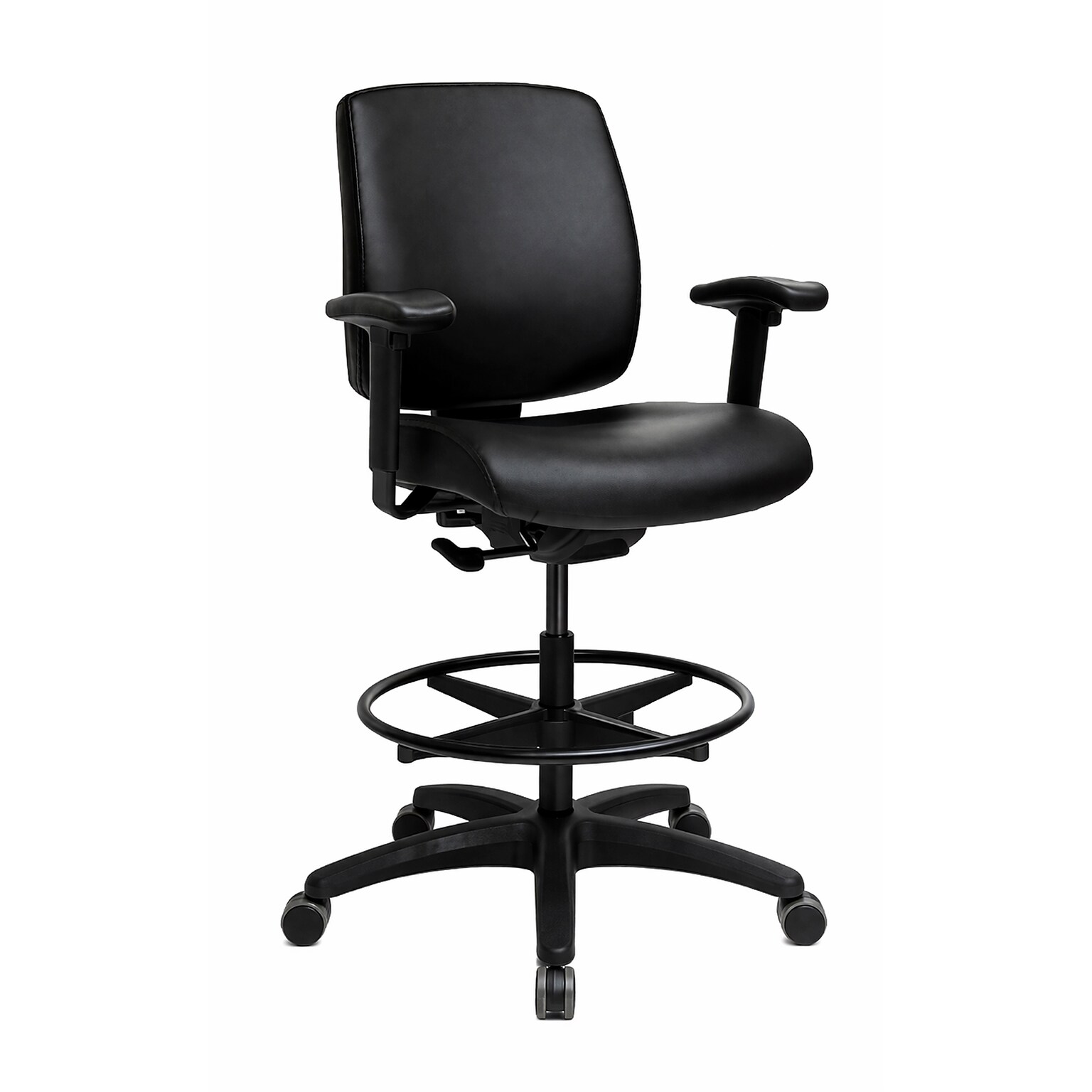 Tempur-Pedic Healthcare Vinyl Drafting Stool with Footrest and Lumbar Support, Black (TP-HCSTLDLBLK)
