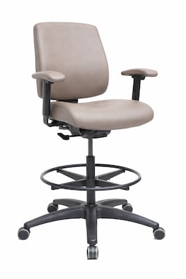 Tempur-Pedic Healthcare Vinyl Drafting Stool with Footrest and Lumbar Support, Dark Grey (TP-HCSTLDLDGR)