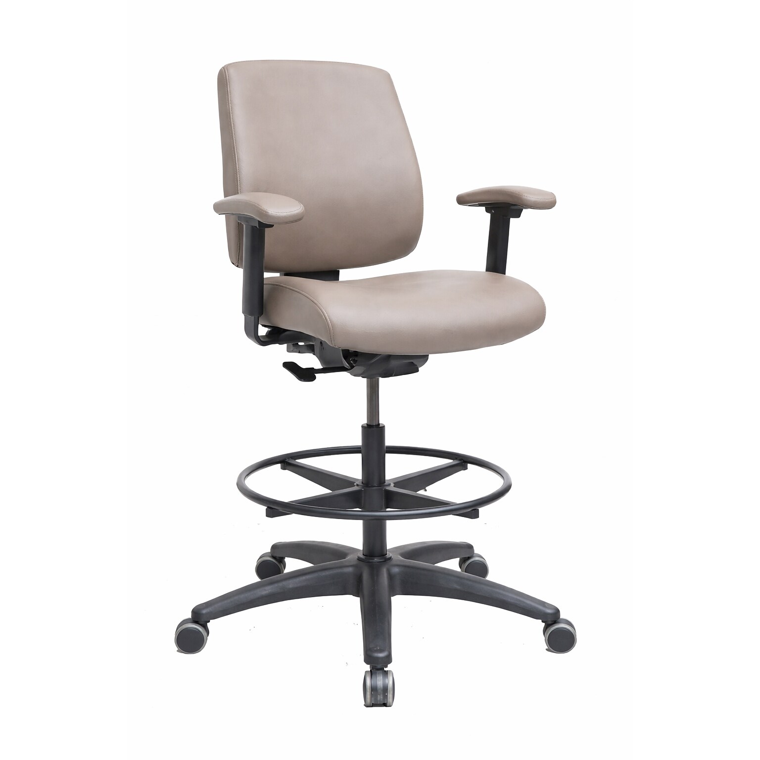 Tempur-Pedic Healthcare Vinyl Drafting Stool with Footrest and Lumbar Support, Dark Grey (TP-HCSTLDLDGR)