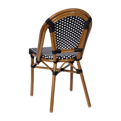 Flash Furniture Bordeaux Contemporary Aluminum and PE Rattan Bistro Chairs, Black/White/Natural, Set of 2 (2SDA6421BKWHNAT)