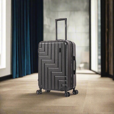 DUKAP ZAHAV 25.78 Hardside Suitcase, 4-Wheeled Spinner, TSA Checkpoint Friendly, Black (DKZAH00M-BLK)