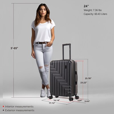 DUKAP ZAHAV 25.78" Hardside Suitcase, 4-Wheeled Spinner, TSA Checkpoint Friendly, Black (DKZAH00M-BLK)
