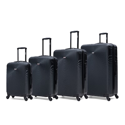 DUKAP Inception 4-Piece Hardside Spinner Carry-On Luggage Set, TSA Checkpoint Friendly, Black (DKINCSMLXL-BLK)