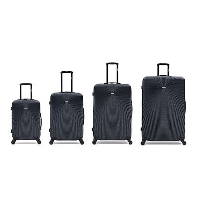 DUKAP Inception 4-Piece Hardside Spinner Carry-On Luggage Set, TSA Checkpoint Friendly, Black (DKINCSMLXL-BLK)