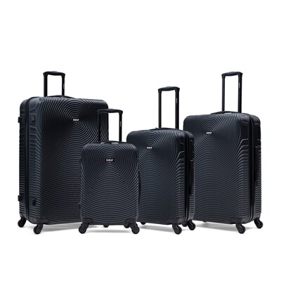 DUKAP Inception 4-Piece Hardside Spinner Carry-On Luggage Set, TSA Checkpoint Friendly, Black (DKINCSMLXL-BLK)