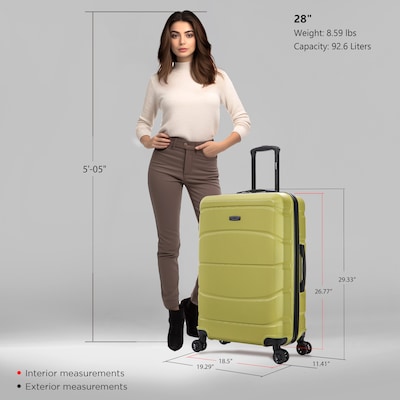 DUKAP Sense 28" Hardside Suitcase, 4-Wheeled Spinner, TSA Checkpoint Friendly, Green (DKSEN00L-GRN)