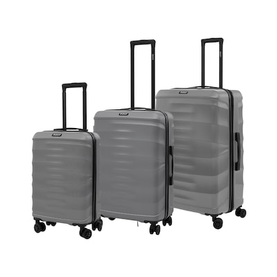 DUKAP RAV 3-Piece Hardside Spinner Luggage Set, TSA Checkpoint Friendly, Silver (DKRAVSML-SIL)