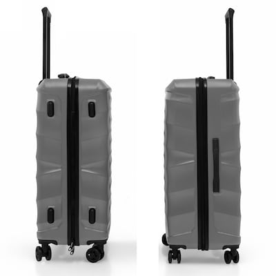 DUKAP RAV 3-Piece Hardside Spinner Luggage Set, TSA Checkpoint Friendly, Silver (DKRAVSML-SIL)