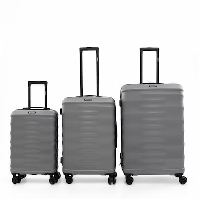 DUKAP RAV 3-Piece Hardside Spinner Luggage Set, TSA Checkpoint Friendly, Silver (DKRAVSML-SIL)