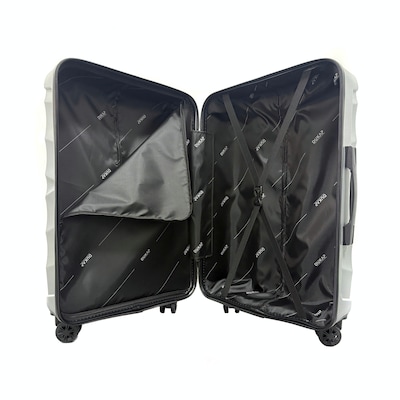 DUKAP RAV 25.59" Hardside Suitcase, 4-Wheeled Spinner, TSA Checkpoint Friendly, Silver (DKRAV00M-SIL)