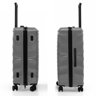 DUKAP RAV 25.59" Hardside Suitcase, 4-Wheeled Spinner, TSA Checkpoint Friendly, Silver (DKRAV00M-SIL)