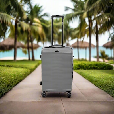DUKAP RAV 25.59" Hardside Suitcase, 4-Wheeled Spinner, TSA Checkpoint Friendly, Silver (DKRAV00M-SIL)