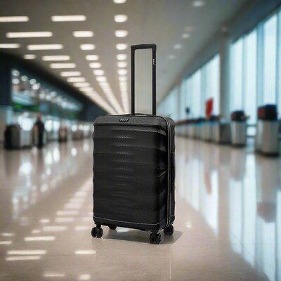 DUKAP RAV 25.59 Hardside Suitcase, 4-Wheeled Spinner, TSA Checkpoint Friendly, Black (DKRAV00M-BLK)