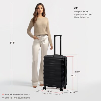 DUKAP RAV 25.59" Hardside Suitcase, 4-Wheeled Spinner, TSA Checkpoint Friendly, Black (DKRAV00M-BLK)