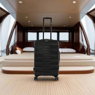 DUKAP RAV 25.59" Hardside Suitcase, 4-Wheeled Spinner, TSA Checkpoint Friendly, Black (DKRAV00M-BLK)