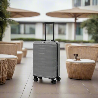 DUKAP RAV 20.65 Hardside Carry-On Suitcase, 4-Wheeled Spinner, TSA Checkpoint Friendly, Silver (DKRAV00S-SIL)