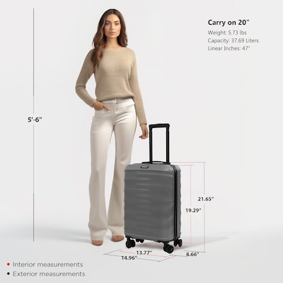 DUKAP RAV 20.65" Hardside Carry-On Suitcase, 4-Wheeled Spinner, TSA Checkpoint Friendly, Silver (DKRAV00S-SIL)