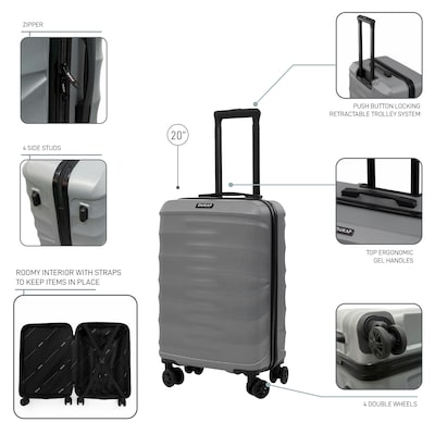 DUKAP RAV 20.65" Hardside Carry-On Suitcase, 4-Wheeled Spinner, TSA Checkpoint Friendly, Silver (DKRAV00S-SIL)