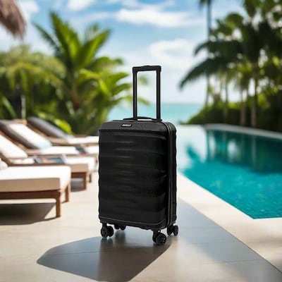 DUKAP RAV 2 Hardside Carry-On Suitcase, 4-Wheeled Spinner, TSA Checkpoint Friendly, Black (DKRAV00S-BLK)