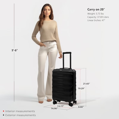DUKAP RAV 2" Hardside Carry-On Suitcase, 4-Wheeled Spinner, TSA Checkpoint Friendly, Black (DKRAV00S-BLK)