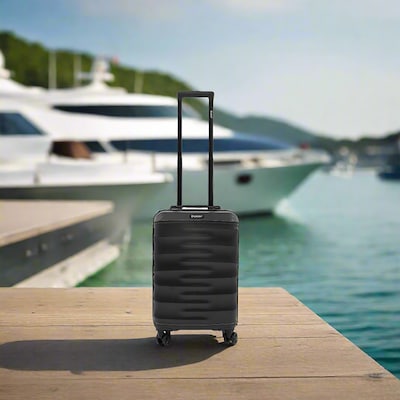 DUKAP RAV 2" Hardside Carry-On Suitcase, 4-Wheeled Spinner, TSA Checkpoint Friendly, Black (DKRAV00S-BLK)
