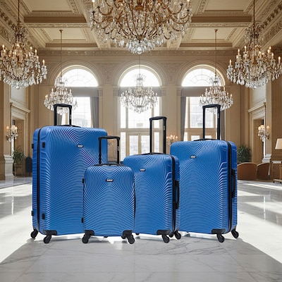 DUKAP Inception 4-Piece Hardside Spinner Carry-On Luggage Set, TSA Checkpoint Friendly, Blue (DKINCSMLXL-BLU)