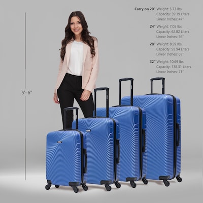 DUKAP Inception 4-Piece Hardside Spinner Carry-On Luggage Set, TSA Checkpoint Friendly, Blue (DKINCSMLXL-BLU)