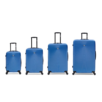 DUKAP Inception 4-Piece Hardside Spinner Carry-On Luggage Set, TSA Checkpoint Friendly, Blue (DKINCSMLXL-BLU)