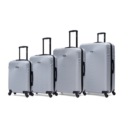 DUKAP Inception 4-Piece Hardside Spinner Carry-On Luggage Set, TSA Checkpoint Friendly (DKINCSMLXL-SIL)