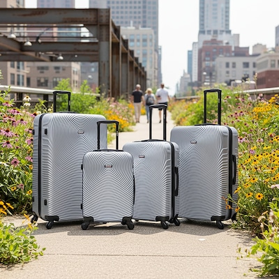 DUKAP Inception 4-Piece Hardside Spinner Carry-On Luggage Set, TSA Checkpoint Friendly (DKINCSMLXL-SIL)