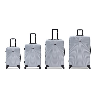 DUKAP Inception 4-Piece Hardside Spinner Carry-On Luggage Set, TSA Checkpoint Friendly (DKINCSMLXL-SIL)