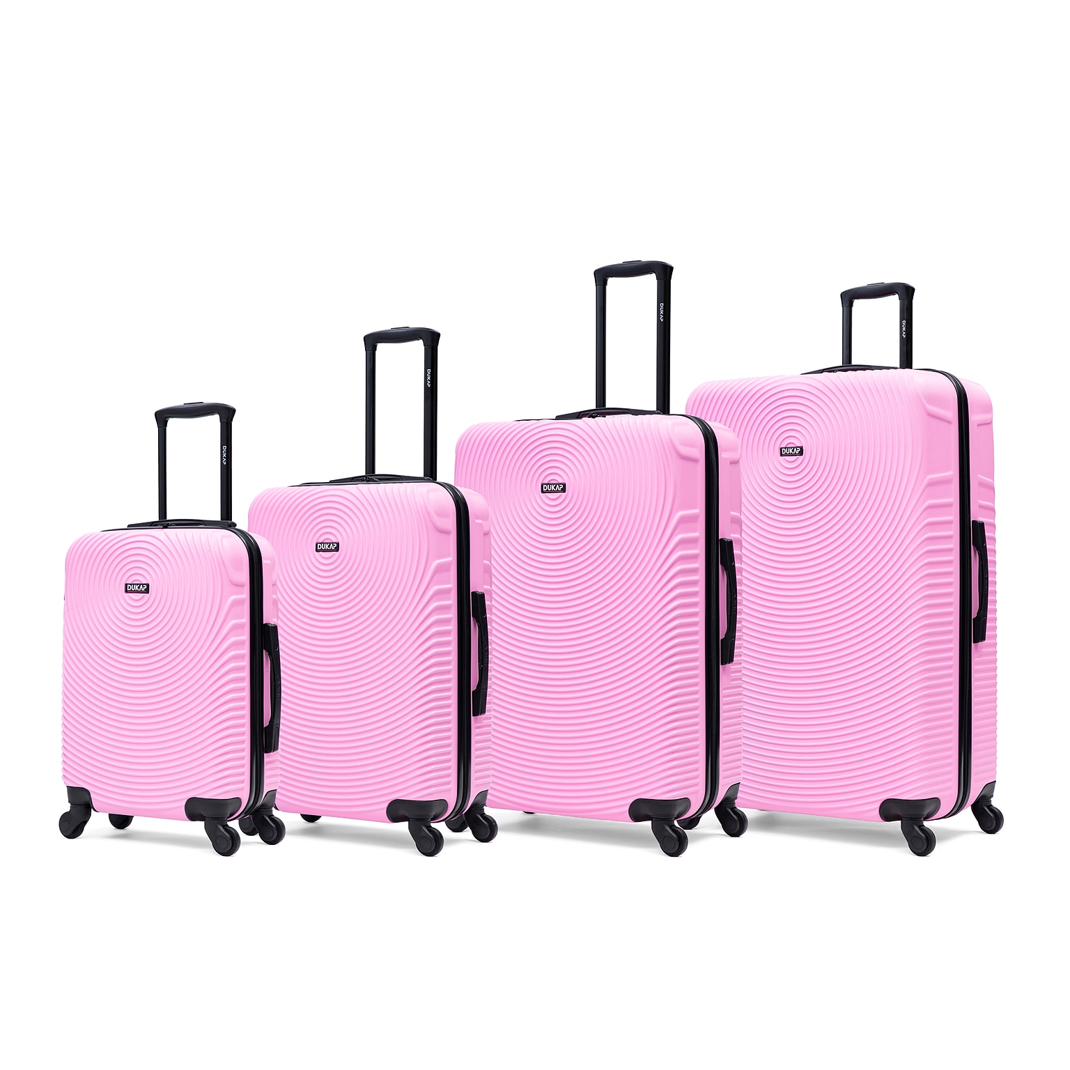 DUKAP Inception 4-Piece Hardside Spinner Carry-On Luggage Set, TSA Checkpoint Friendly, Pink (DKINCSMLXL-PNK)