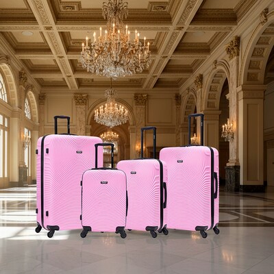 DUKAP Inception 4-Piece Hardside Spinner Carry-On Luggage Set, TSA Checkpoint Friendly, Pink (DKINCSMLXL-PNK)