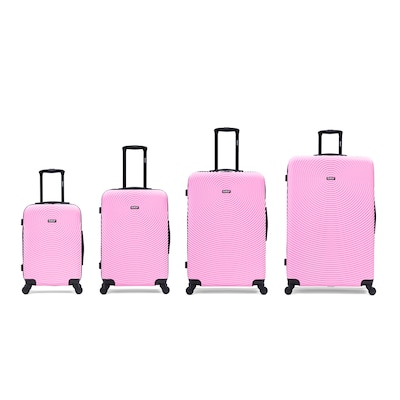 DUKAP Inception 4-Piece Hardside Spinner Carry-On Luggage Set, TSA Checkpoint Friendly, Pink (DKINCSMLXL-PNK)