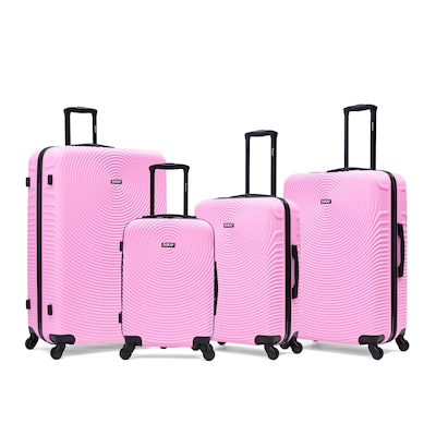DUKAP Inception 4-Piece Hardside Spinner Carry-On Luggage Set, TSA Checkpoint Friendly, Pink (DKINCSMLXL-PNK)