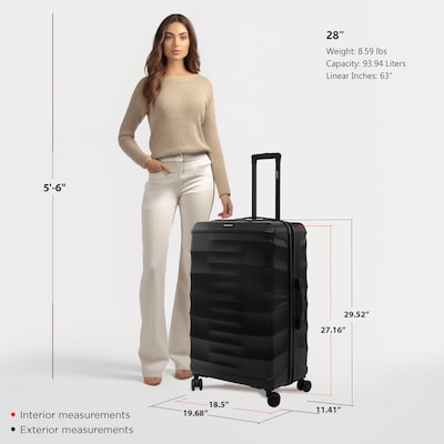 DUKAP RAV 29.52" Hardside Suitcase, 4-Wheeled Spinner, TSA Checkpoint Friendly, Black (DKRAV00L-BLK)