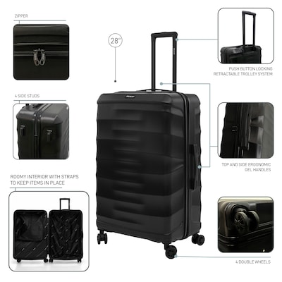 DUKAP RAV 29.52" Hardside Suitcase, 4-Wheeled Spinner, TSA Checkpoint Friendly, Black (DKRAV00L-BLK)