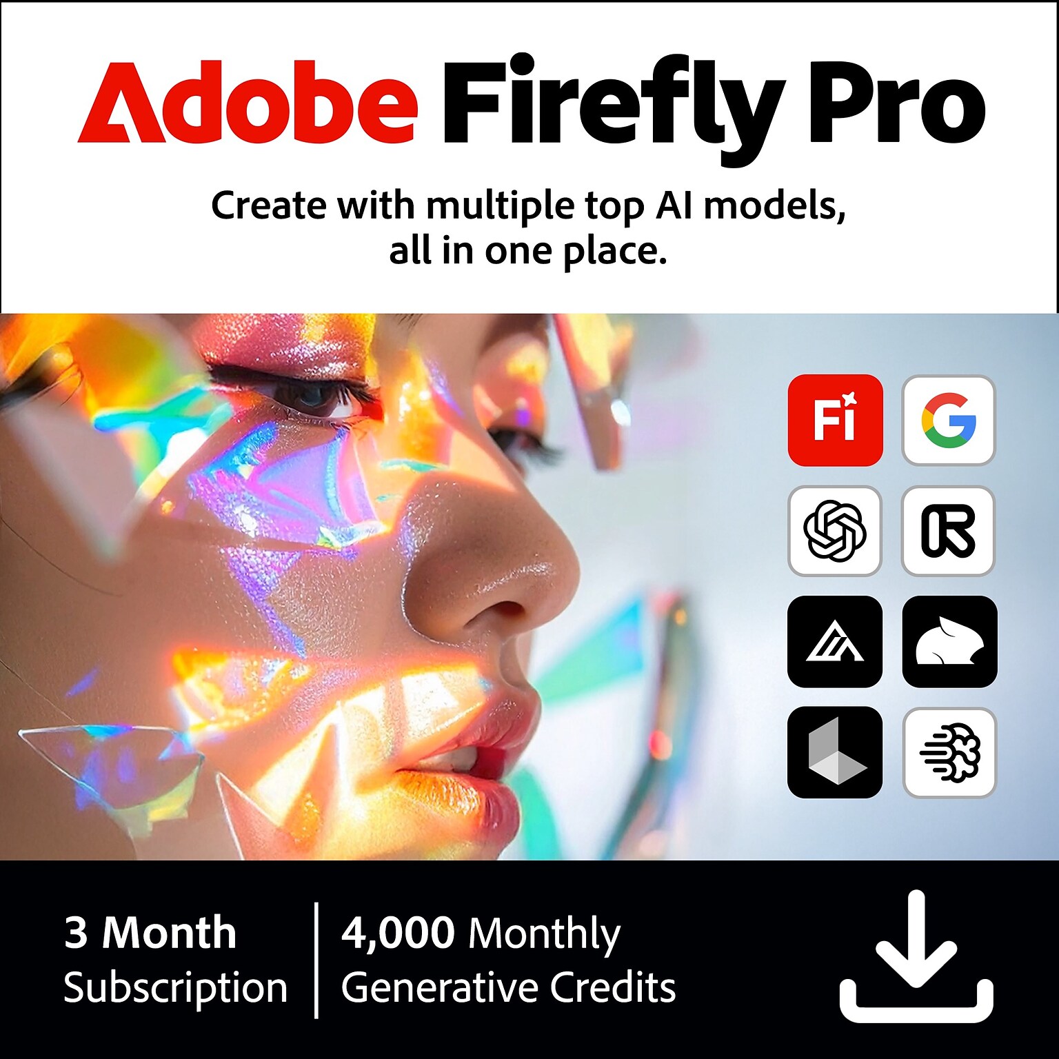 Adobe Firefly Pro for 1 User, 3-Month Subscription, PC, Download (ADO951800V266)