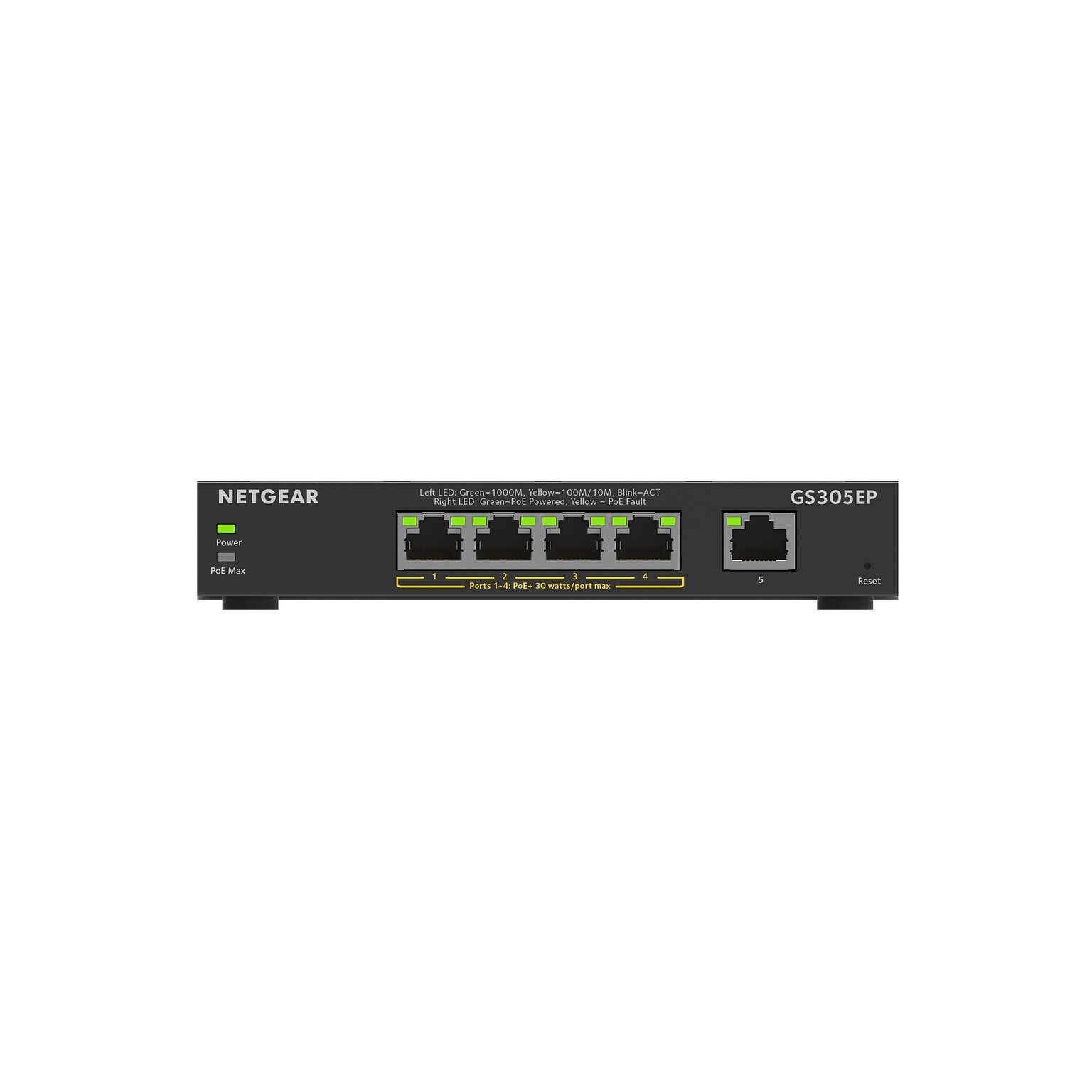 Netgear SOHO 5 Gigabit Ethernet PoE Smart Switch, 1000 Mbps, Black (GS305EP-100NAS)