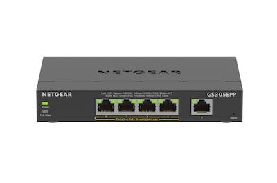 Netgear Business 5 Gigabit Ethernet PoE Smart Switch, 1000 Mbps, Black (GS305EPP-100NAS)
