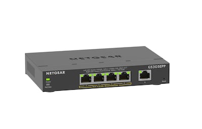 Netgear Business 5 Gigabit Ethernet PoE Smart Switch, 1000 Mbps, Black (GS305EPP-100NAS)