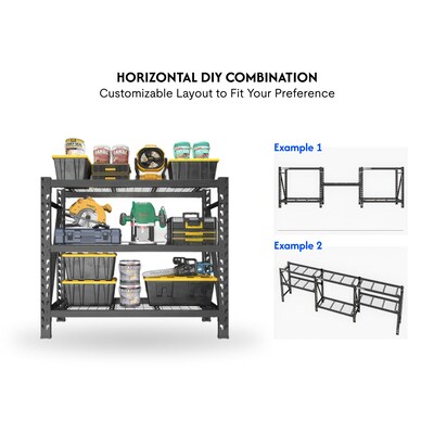 FlexiSpot Heavy-Duty 3-Shelf Metal Storage Rack, 46.8" x 49.6" x 18.1", Black (WGR001)