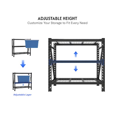 FlexiSpot Heavy-Duty 3-Shelf Metal Storage Rack, 46.8" x 49.6" x 18.1", Black (WGR001)