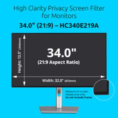 Kensington High Clarity Privacy Screen Filter for 34" Widescreen Monitor, (21:9) (HC340E219A)