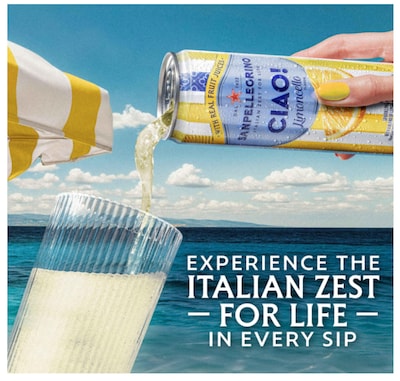SANPELLEGRINO CIAO! Limoncello Flavored Sparkling Seltzer Water, 11.15 oz., 6 Cans/Box (0-41508-66931-3)